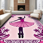 Ballet Dancer Pink Floral Frame Rug