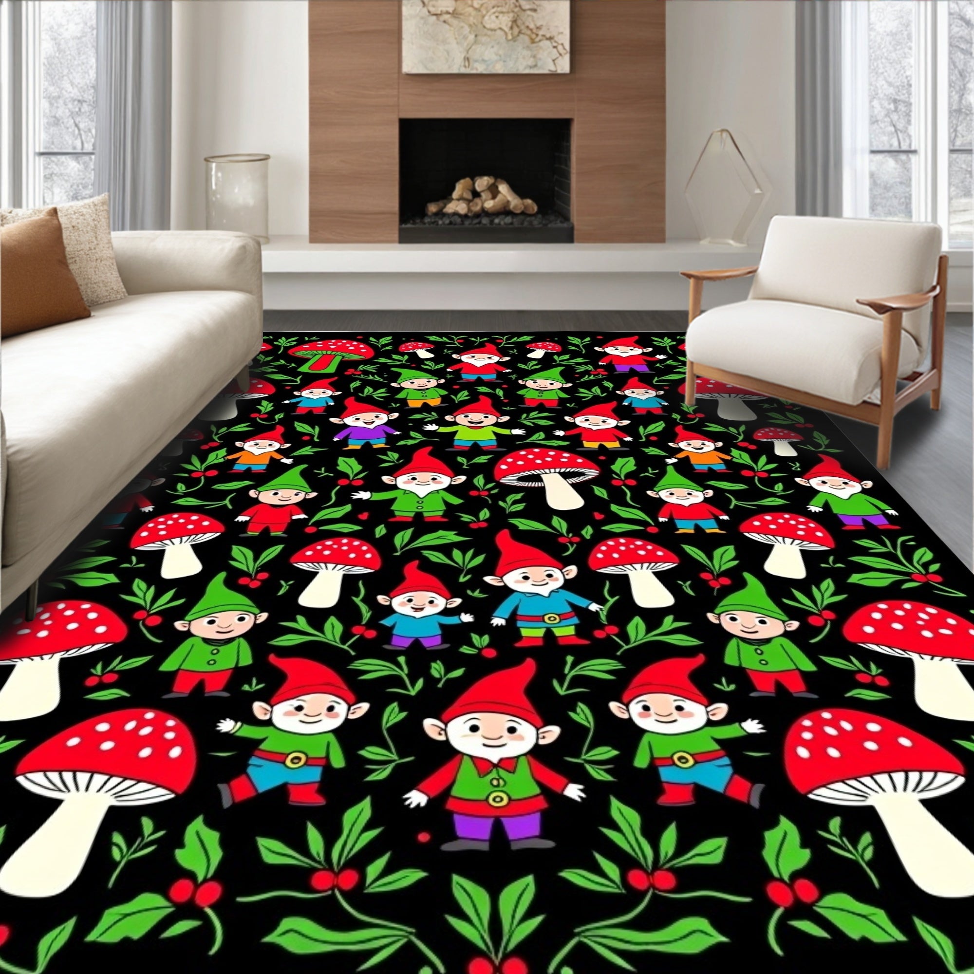 Whimsical Gnomes Mushroom Forest Collection Rug