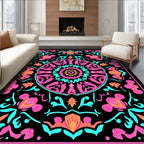Vibrant Pink Teal Mandala Harmony Rug