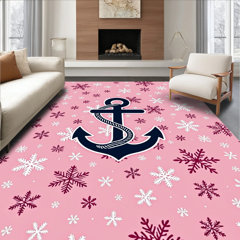 Pink Snowflake Anchor Medley Rug