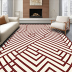 Crimson Herringbone Interlocking Lines Rug