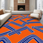 Striped Orange Blue Intersecting Lines Rug