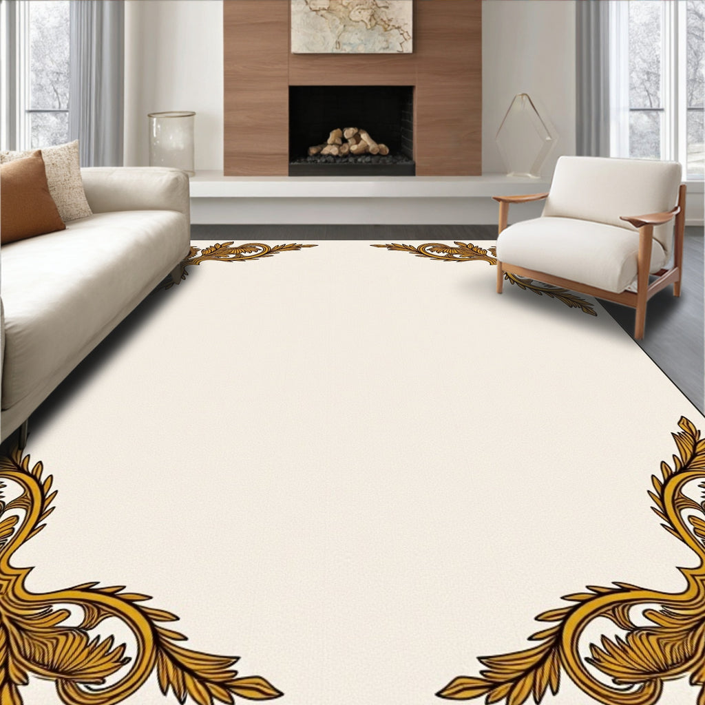 Golden Star Medallion Victorian Scroll Rug