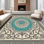 Teal Medallion Arabesque Scroll Rug
