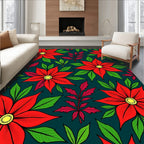 Crimson Poinsettia Garden All-Over Rug