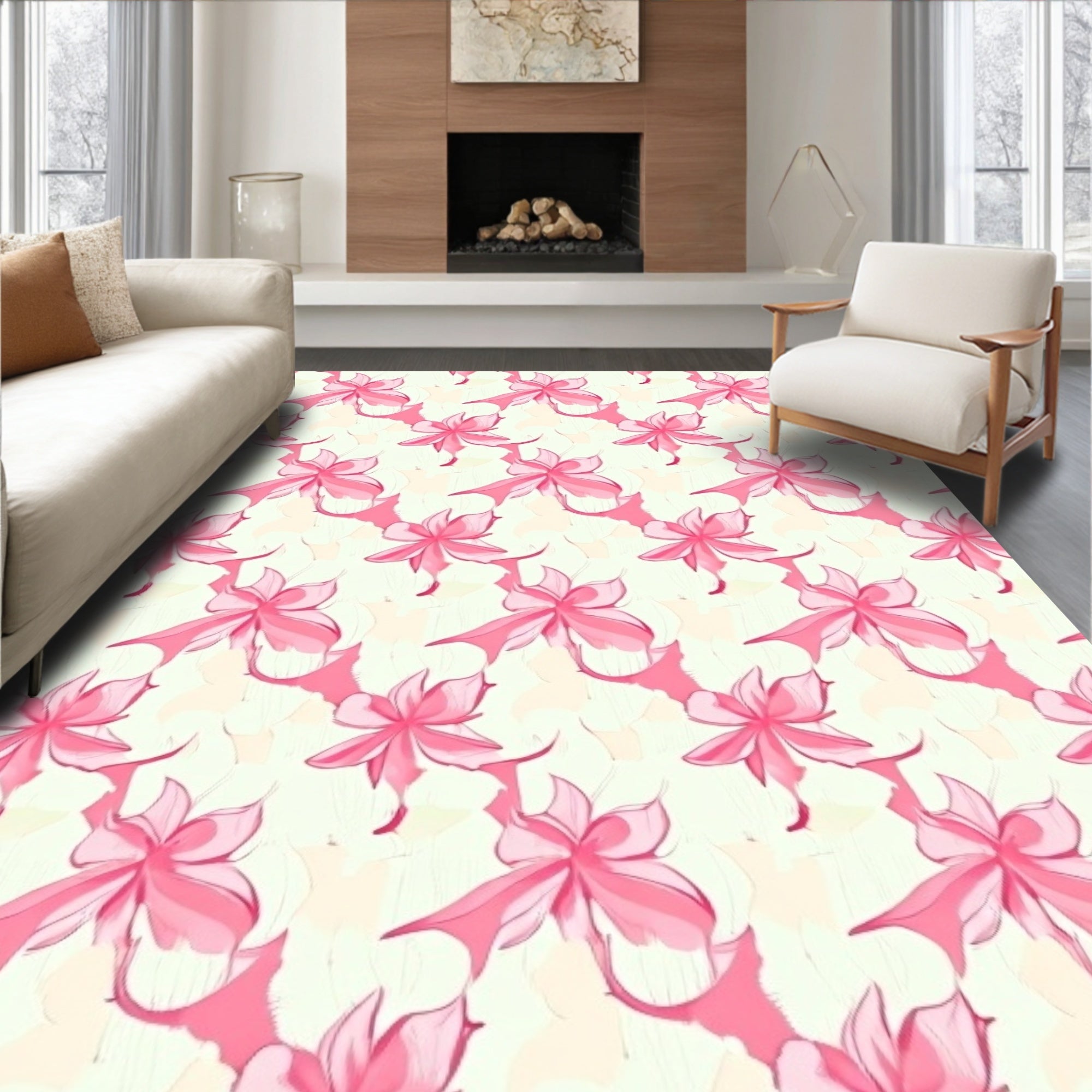 Pink Watercolor Ribbon Scatter Rug