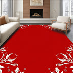 Elegant Crimson Floral Corner Overlay Rug
