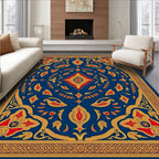 Royal Blue Red Gold Medallion Rug