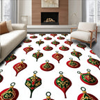 Ornate Red Gold Christmas Bauble Repeat Rug