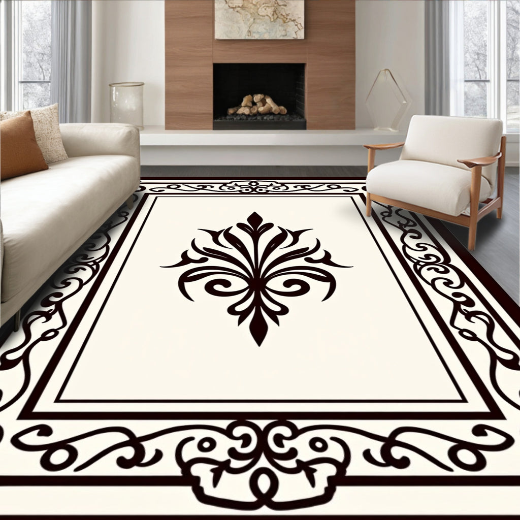 Ornate Dark Blossom Centerpiece Rug