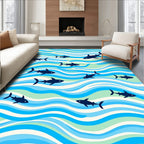 Deep Sea Shark School Waves Rug