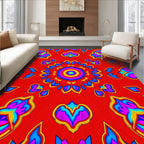 Vibrant Symmetrical Floral Medallion Design Rug
