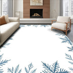 Winter Blue Snowflake Border Frame Rug