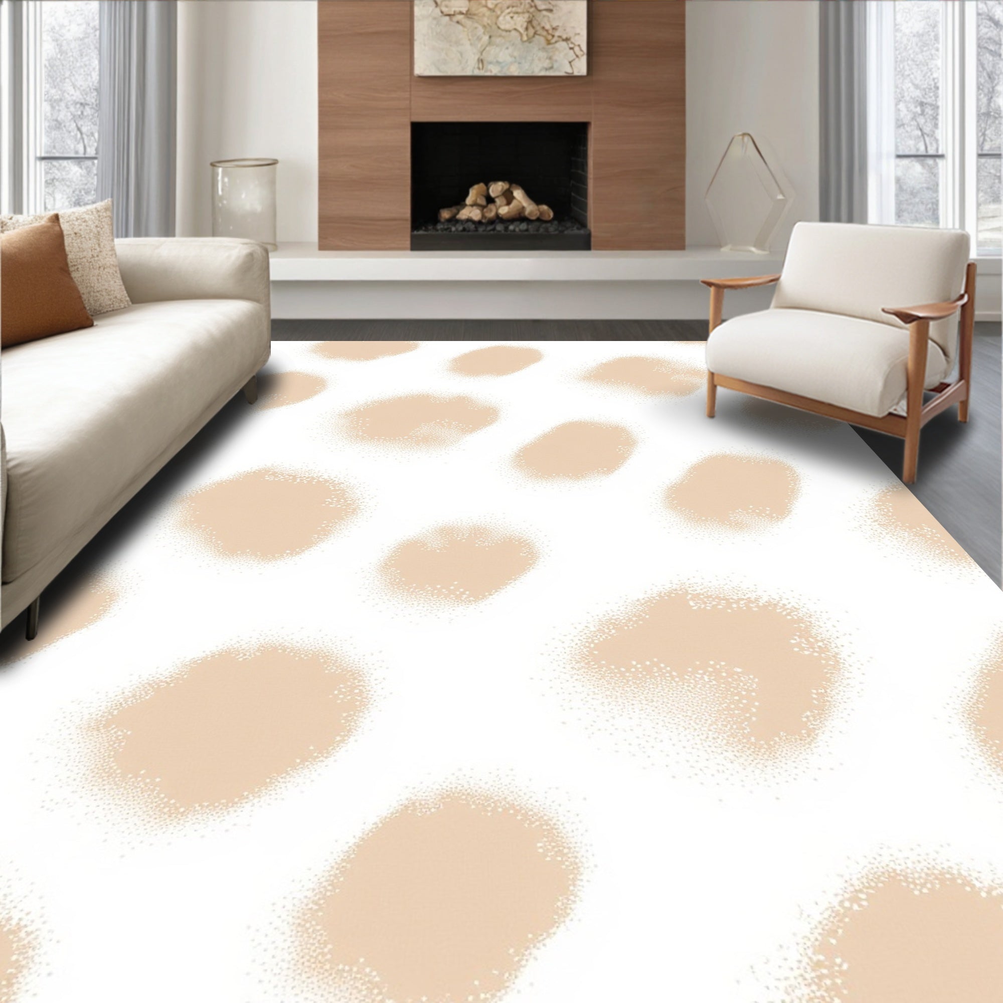 Neutral Speckled Abstract Spots Rug