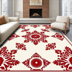 Crimson Floral Medallion Arrangement Rug