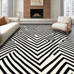 Black and White Abstract Maze Rug