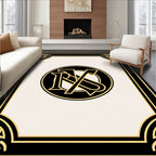 Classic Black Gold Monogram Border Rug