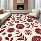 Crimson Bloom Garden Whimsical Rug