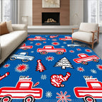 Red White Blue Truck Pinecone Scatter Rug