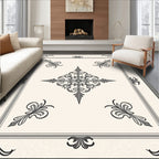Elegant Beige Scrollwork Medallion Rug