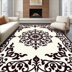 Dark Brown Baroque Floral Medallion Rug