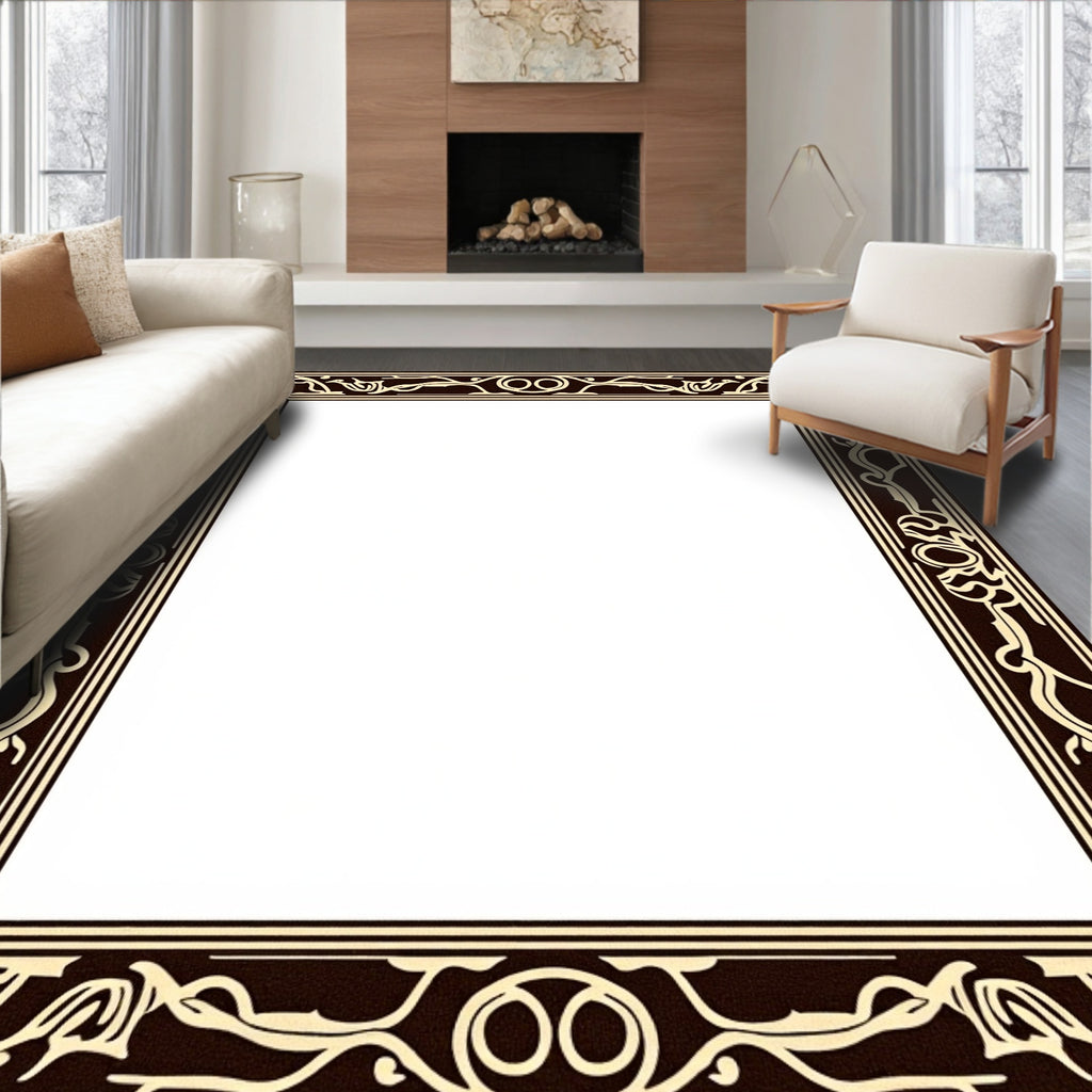 Brown and Cream Art Nouveau Vine Rug