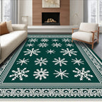 Deep Green Snowflake Border Rug