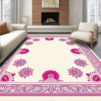 Radiant Fuchsia Floral Border Rug