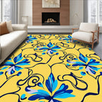 Yellow Blue Floral Vine Accent Rug