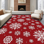 Crimson White Snowflake All Over Rug