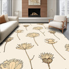 Tan Wildflower Line Art Rug