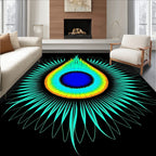 Vibrant Teal Rainbow Peacock Eye Rug