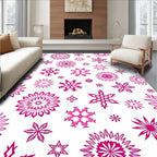 Pink Snowflake Medallion Scatter Rug