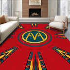 Radiant Crimson Geometric Emblem Rug