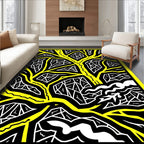 Bold Yellow Abstract Branching Geometric Rug