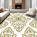 Gold Blue Floral Damask medallion Rug