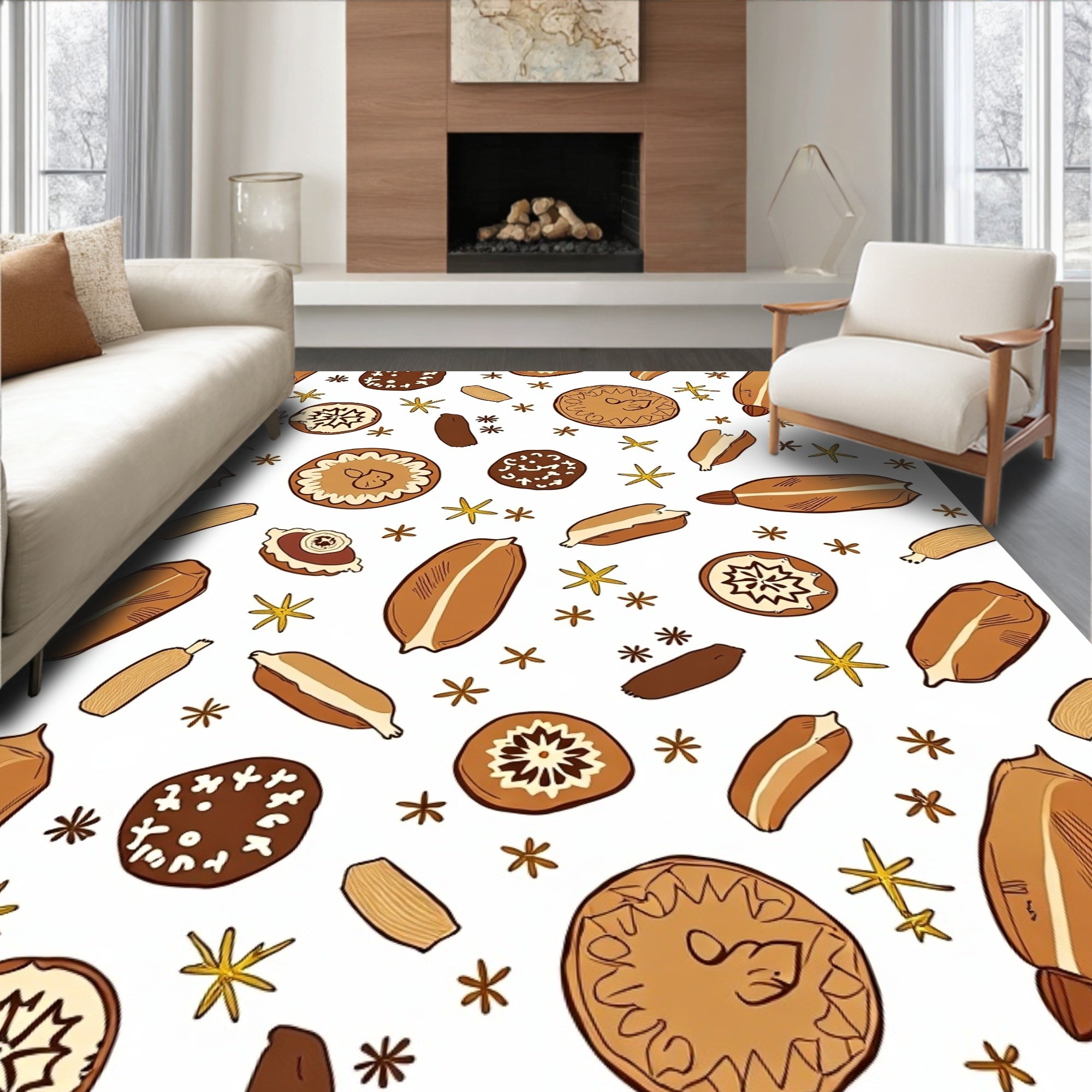 Earthy Brown Toasted Bread Stars Rug