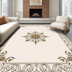 Vintage Brown Floral Medallion Frame Rug