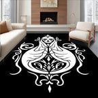 Monochromatic Gothic Skull Mask Adornment Rug