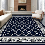 Navy White Interlocking Chain Link Rug