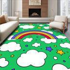 Whimsical Rainbow Clouds Stars Rug