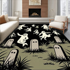 Spooky Ghost Tombstone Graveyard Scene Rug
