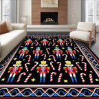 Whimsical Nutcracker Candy Cane Holiday Rug
