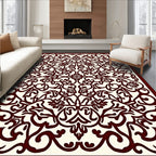 Deep Red Ivory Intricate Swirl Rug