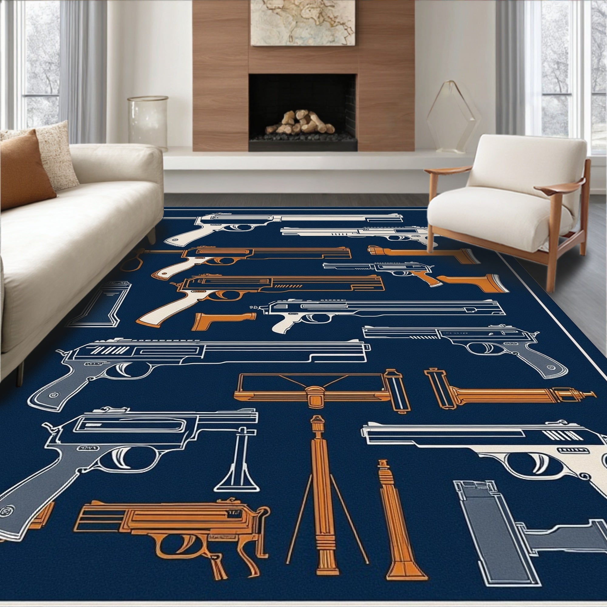 Vintage Gun Collection Graphic Rug