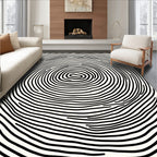 Black White Concentric Circles Rug