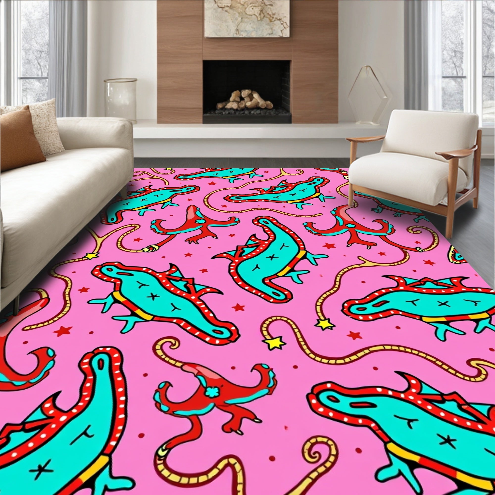 Whimsical Dragon Rodeo Pink Rug