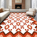 Red Geometric Diamond Chevron Rug
