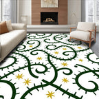 Green Swirl Vine Yellow Star Rug