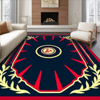 Bold Scarlet Burst Medallion Navy Rug